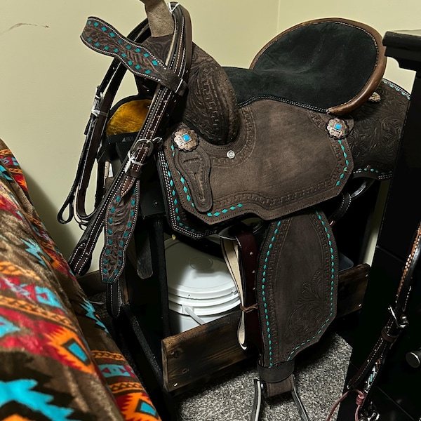 Premium Leather Hand Carved Western Ranch Roper Horse Saddle With ...