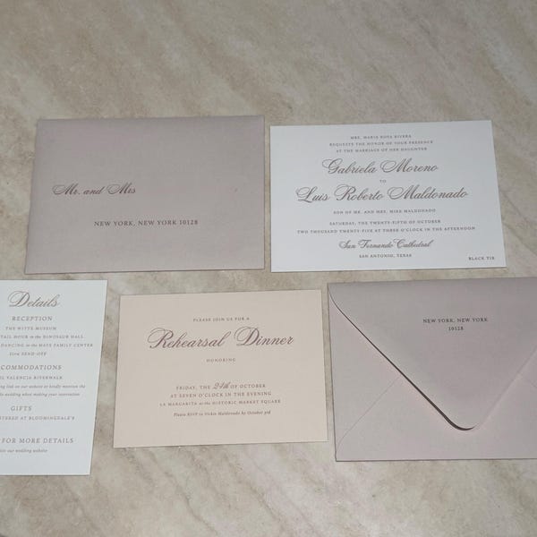 Letterpress A7 Monogram Invitation Suite - Complete With Reply Cards ...