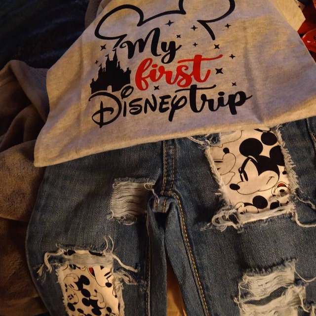 Boys Distressed Mickey Mouse Patch Jeans – Birthday Outfit Apparel