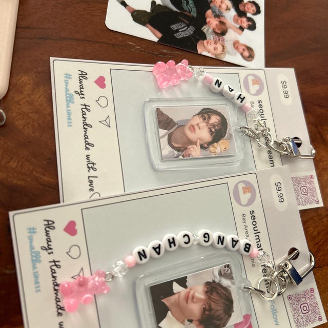 STRAY KIDS Kpop Keychain Double Sided Photo Name Beaded SKZ | Bang