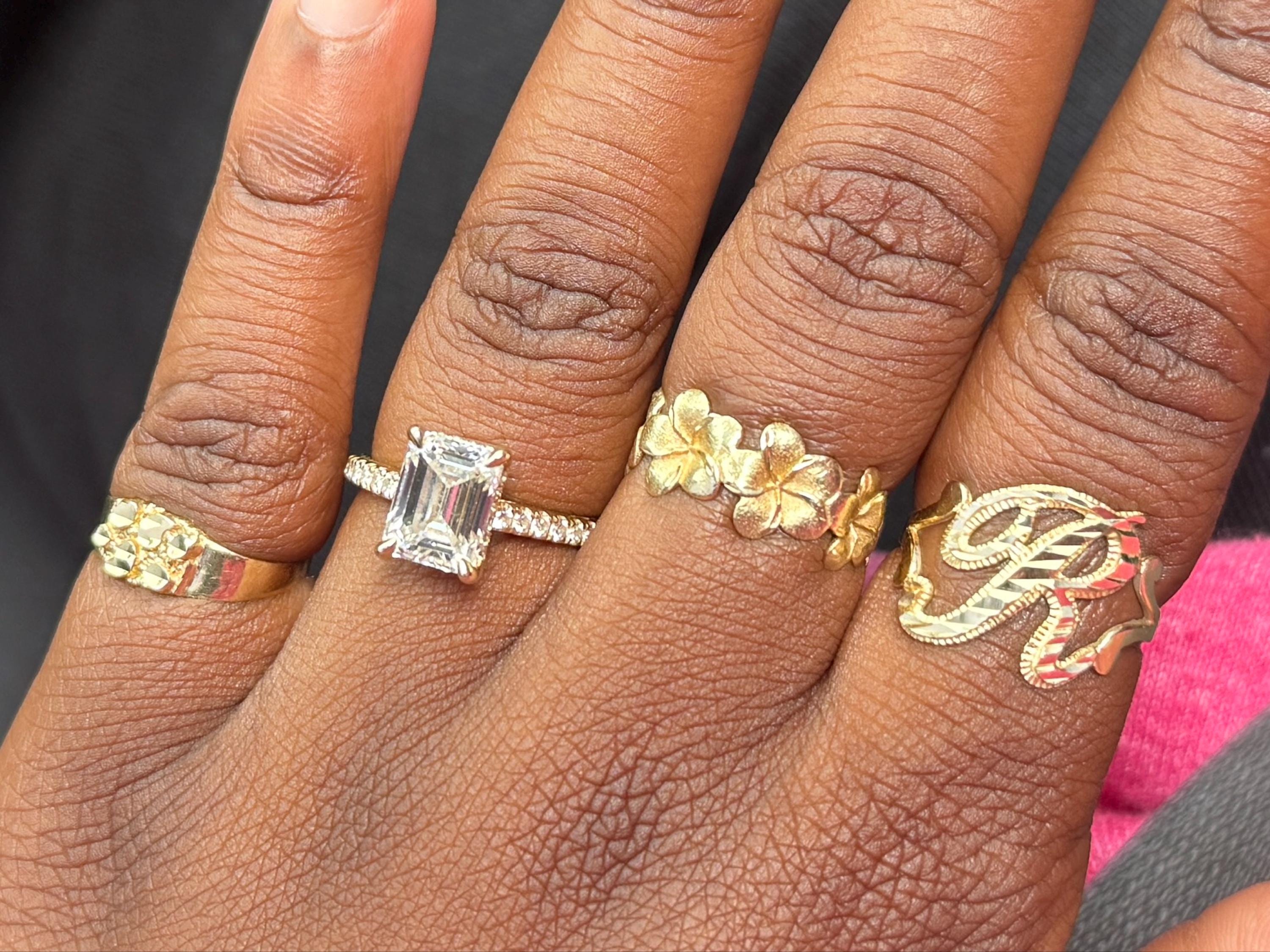 10K Gold Initial Ring / Cursive Initial Alphabet Ring / Initial Letter Alphabet Ring