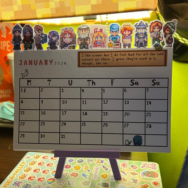 2025-stardew-valley-calendar-sticker-planner-and-easel-included-perfect-gift-for-stardew-valley-gamer-etsy