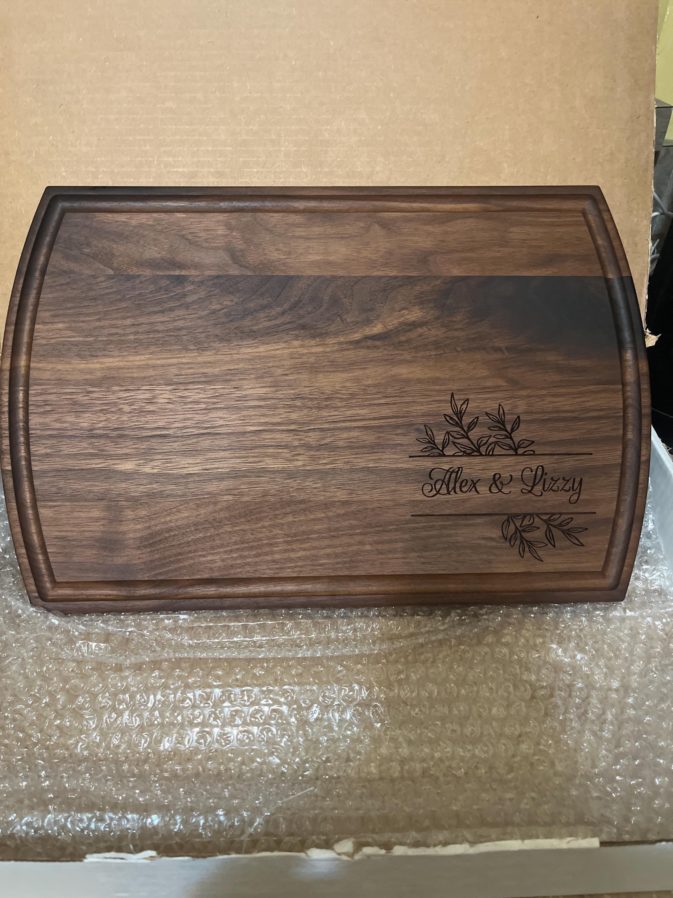 Wood Cutting Board, Personalized Cutting Board, Floral Engagement Gift For Couple, Personalized Charcuterie Board, Engraved Wedding