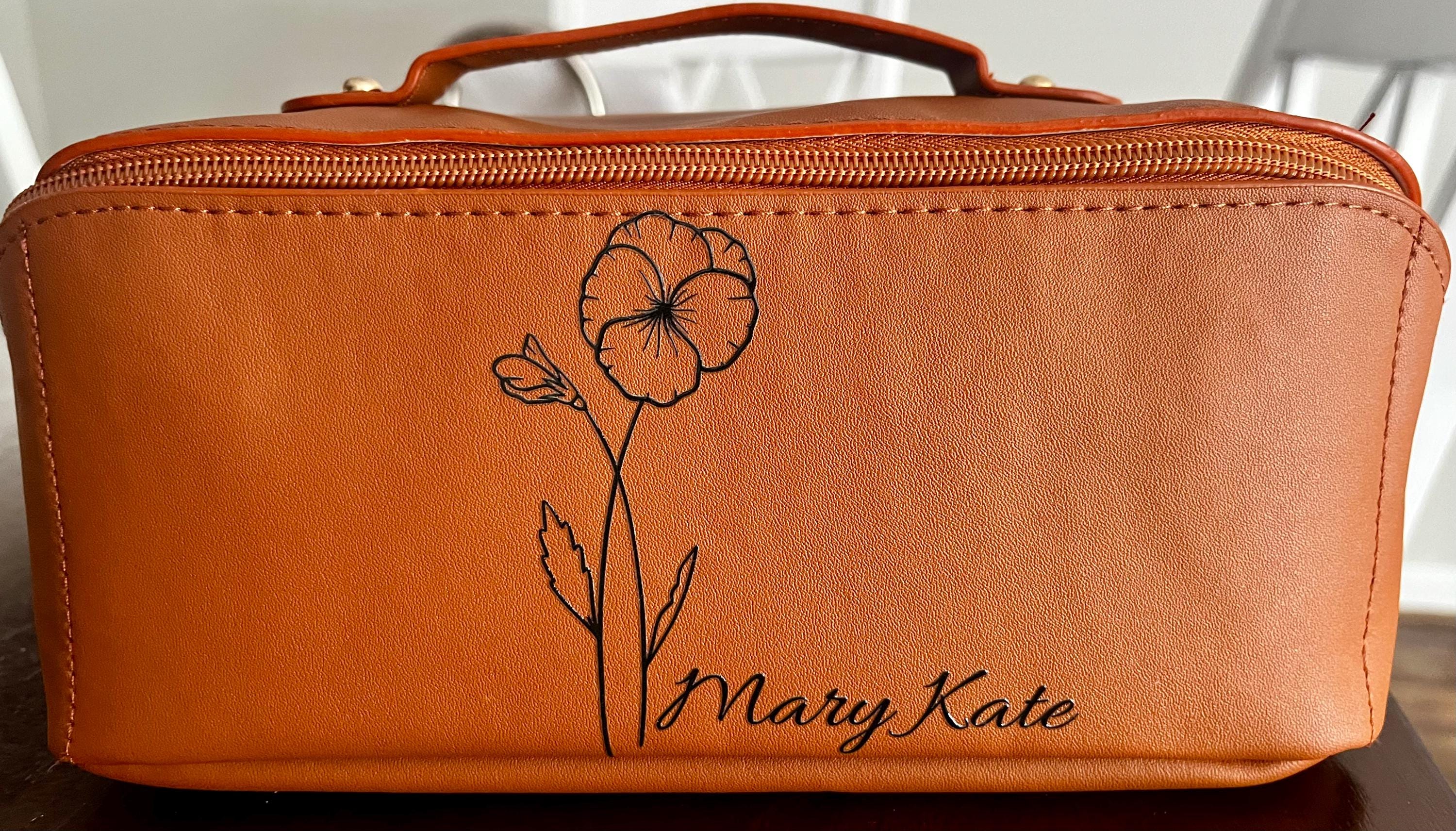 Personalized Birth Flower Makeup Bag, Custom Makeup Bag, Birth Flower Makeup Bag, Birthday Gift, Gift For Her, Christmas Gift, Gift For Mom