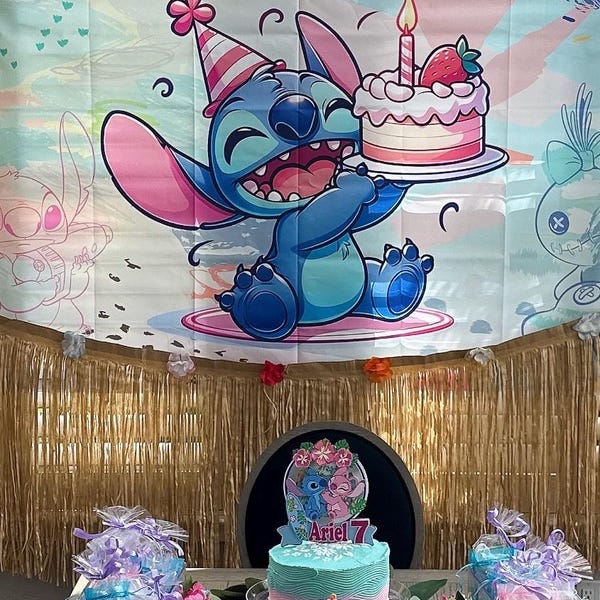 Stitch and Angel Cake Topper, Stitch and Angel Birthday, Stitch and ...