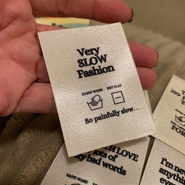 Slow Labels Luxury Multipack ‘slow Fashion’ Woven Clothing Care Labels X 5 Labels ...