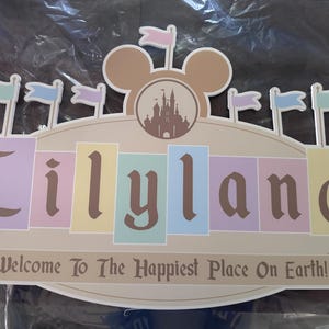 Editable Name Disneyland Sign, Happiest Birthday on Earth
