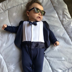 Smoking De Marine Pour Le Bebe Garcon Bebe Tuxedo Baby Garcon Etsy