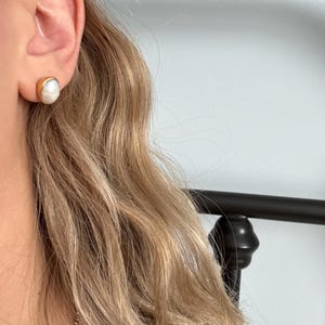 Customer photo from Danielle, Large Raw Pearl Stud Earring
