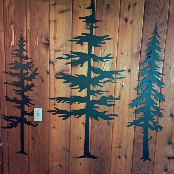 Set of 3 Pine Tree Metal Wall Art: Nature Forest Decor - Etsy