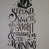 Disney Second Star to the Right Quote Peter Pan,decal Wall Stickers ...