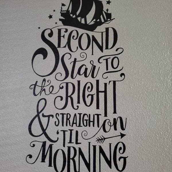 Disney Second Star to the Right Quote Peter Pan,decal Wall Stickers ...