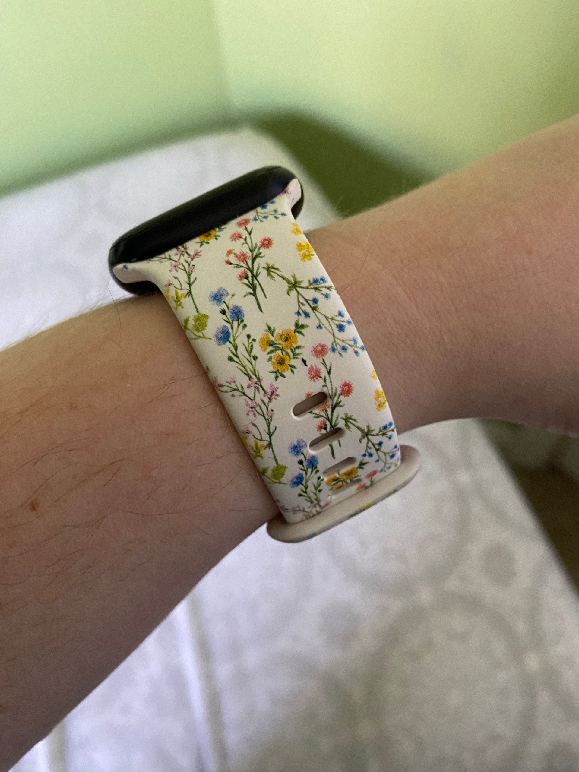 Small Spring Flowers Silicone Watch Band compatible with Apple Watch Fitbit Samsung Garmin