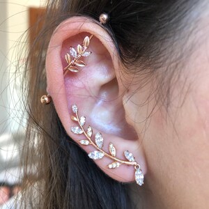 CZ Leaf Rose Gold Industrial Barbell 14g 16g Scaffold - Etsy