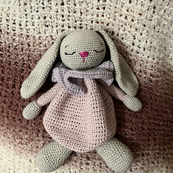 Bunny Lovey Crochet Pattern, Bunny Violet Lovey Baby Blanket, Long ...