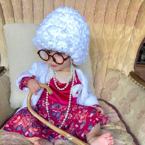Old Lady Hat Hat Wig All Sizes Available Newborn Baby Toddler Child Adult Gray Short Curly Hair With or Without Ribbon FREE FAST SHIPPING Etsy