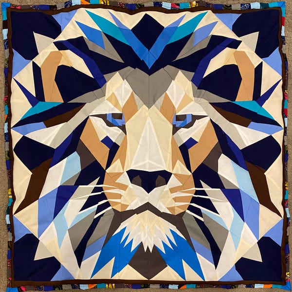 Lion FPP Quilt Pattern: Modern FPP • Animal Patchwork Quilt Block • FPP ...