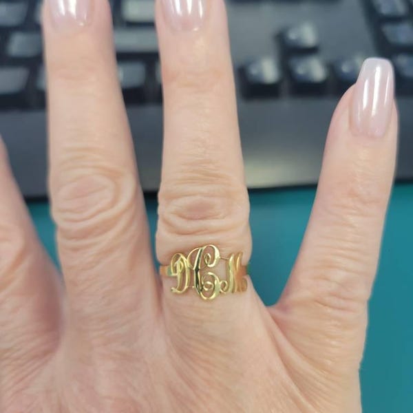Sterling Silver Monogram Ring, Custom Letter Ring, Gift for Her, XW21 ...