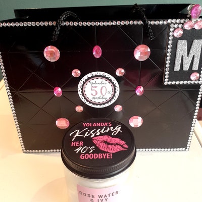 Kissing My 40s Goodbye Stickers, Thank You Tags, 50 Labels, 50th Theme ...