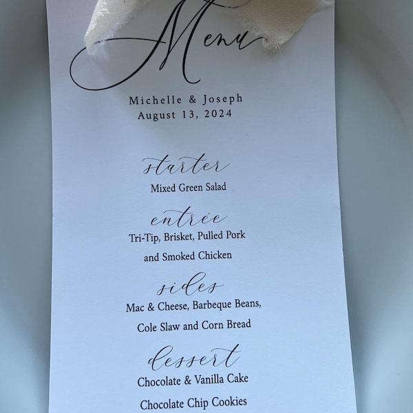 Elegant Minimal Wedding Menu Template Modern Wedding Menu Minimalist