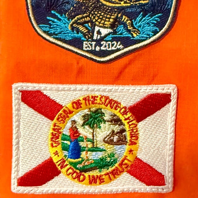 JBCD 2 Toppe Tattiche Con Bandiera Della Florida - 8x5 Cm, Ricamate, Con Velcro, Antisbiadimento UV
