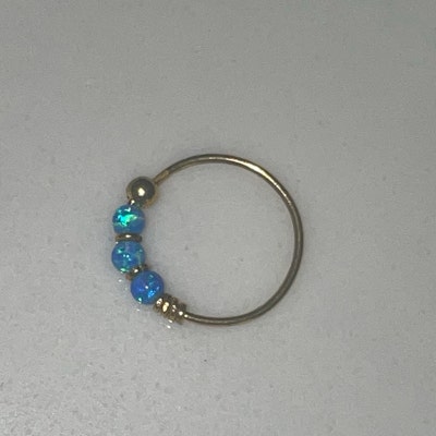 Opal Beaded Nose Ring Hoop Sterling Silver Nose Ring Thin - Etsy