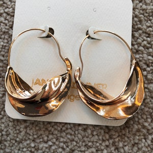 Gold Hoop Earrings Thick Chunky Sculptural Earrings Gold Hoops Gold ...