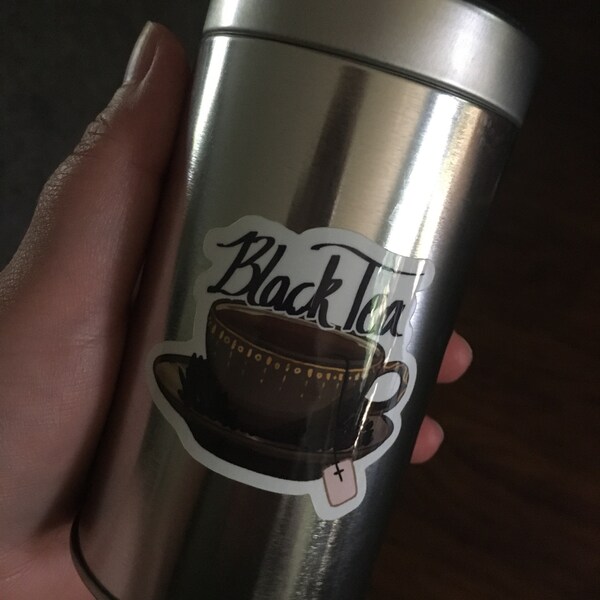 Black Tea Vinyl Sticker - Etsy