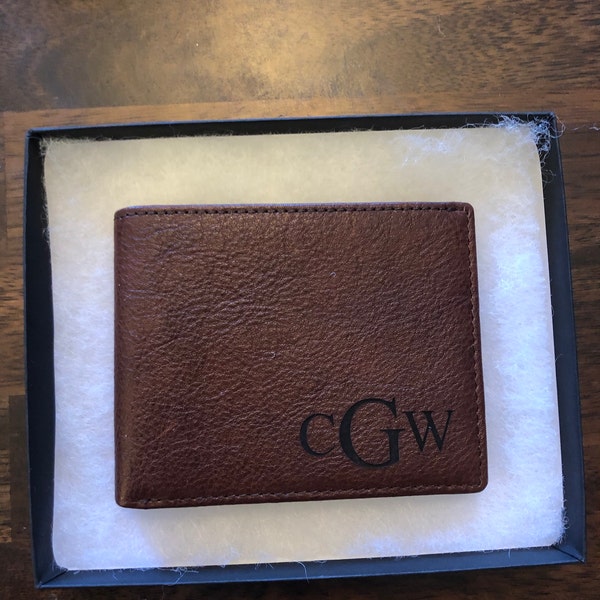 Personalized Leather Wallet Monogram Genuine Leather Wallet for Men ...