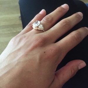 Rose Gold Art Deco Engagement Ring 14k Oval Engagement Ring | Etsy