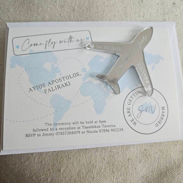 Frances Roxburgh World Map Destination Wedding Invitation Aeroplane Magnets & Cards ...