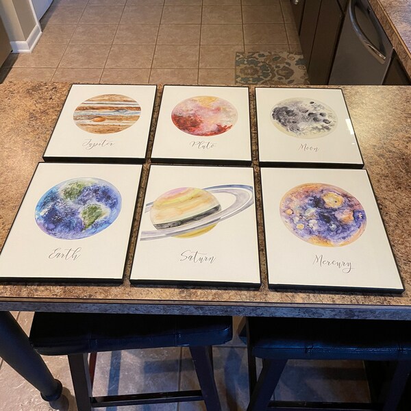 Space Print Set of 6, Outer Space Decor, Solar System Prints, Space ...