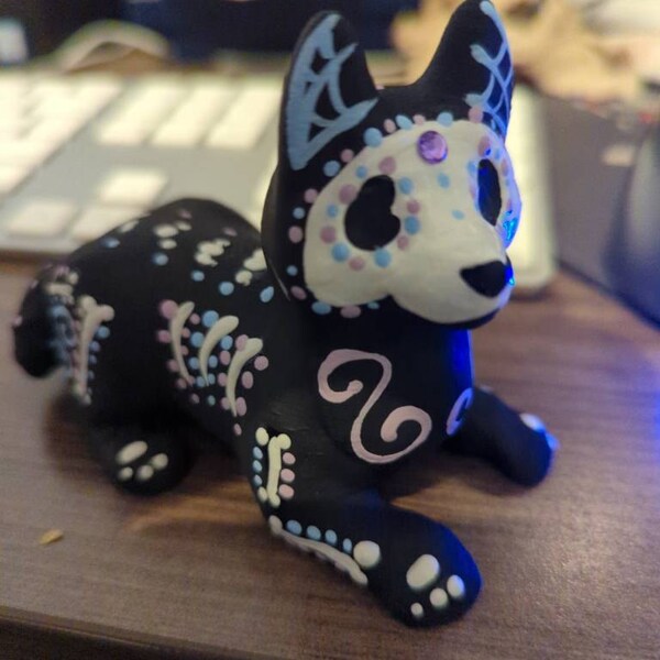 Original Sugar Skull Bunny Figurine Hand Painted 3D Printed - Etsy