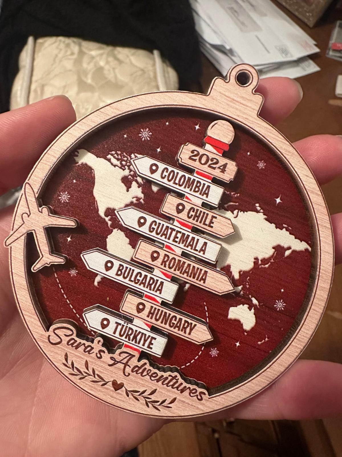 Personalized Travel Adventure Ornament, Custom Traveling Destination Ornament, Couple Traveling Destination, Travel Gift, Christmas Gift