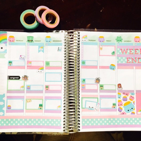Happy Lucky St Patricks Day Sticker Set VERTICAL Erin Condren Life ...