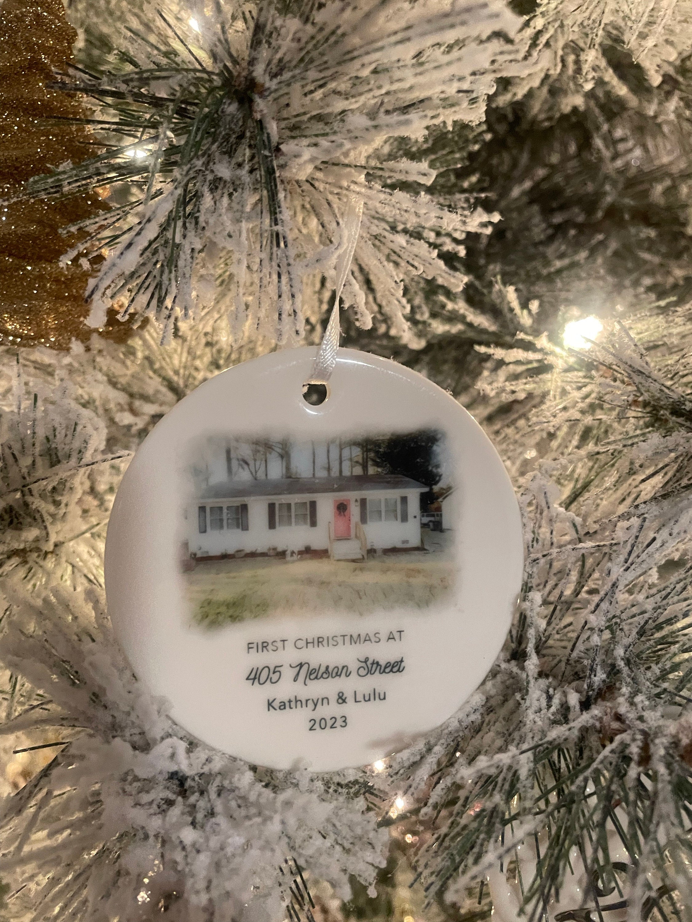 New Home Ornament - Personalized New Home Christmas Ornament - Watercolor Photo Ornament