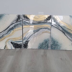 Silver Gold Geode Epoxy Resin Wall Art / Artwork / Modern