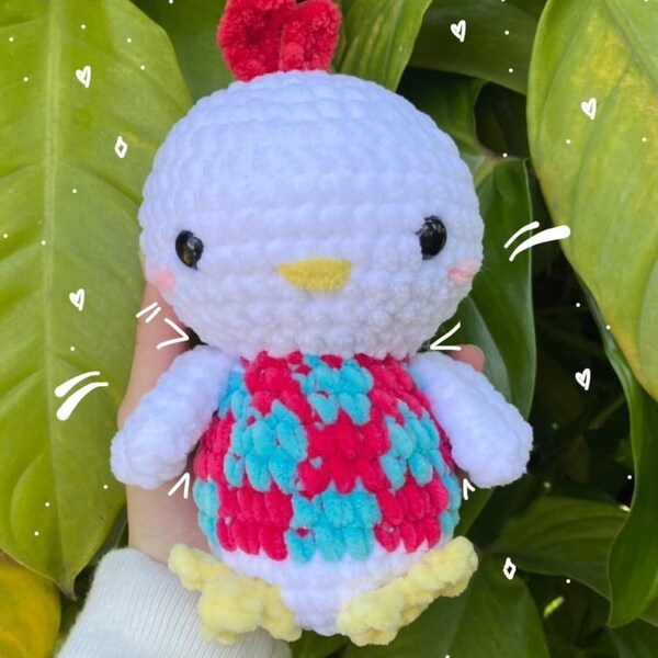 Crochet Pattern - Chubby Chicken, Cute Rooster, Baby Chicken, Stuffed ...