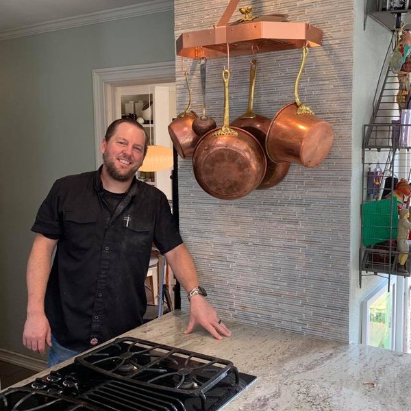 Wall Mounted Solid Copper Pot Rack - 20