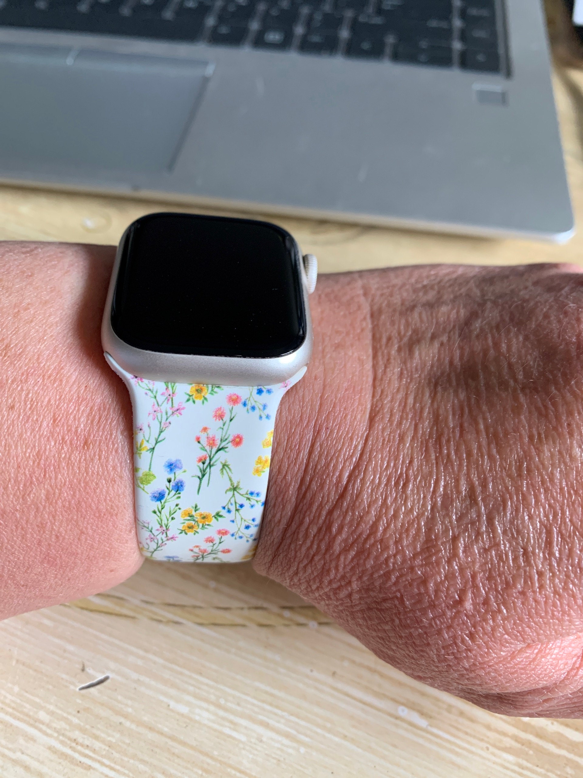 Small Spring Flowers Silicone Watch Band compatible with Apple Watch Fitbit Samsung Garmin
