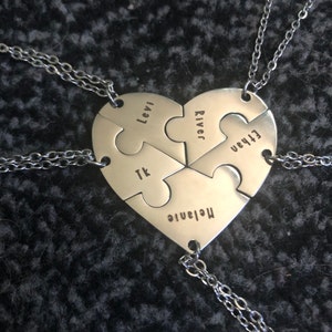 Personalized Name Heart Puzzle Necklace, Best Friends Keychain BFF ...