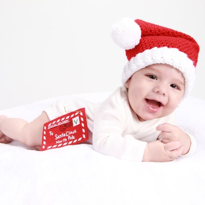 READY TO SHIP Crochet Baby Santa Hat, Newborn Red Christmas Hat ...