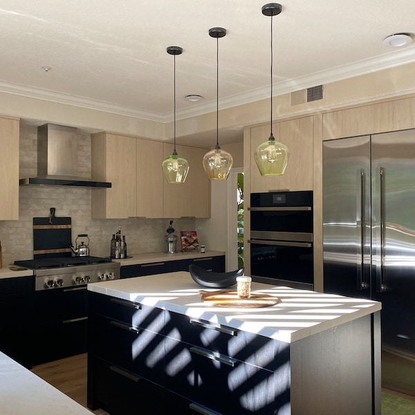 Colored Glass Pendant Lights. Kitchen Pendant Lighting. Lights Over ...