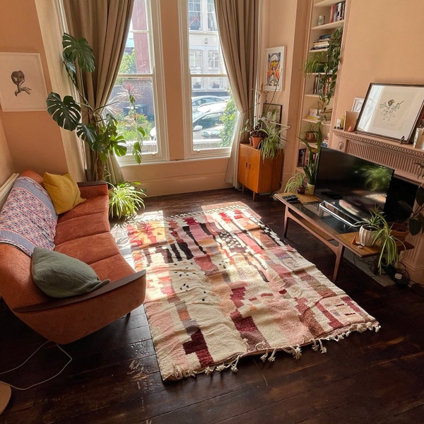 Colorful Moroccan Rug, Orange Moroccan Rug, Yellow Moroccan Rug, Pink ...