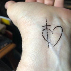 Cross Heart Temporary Tattoo / Religious Tattoos - Etsy