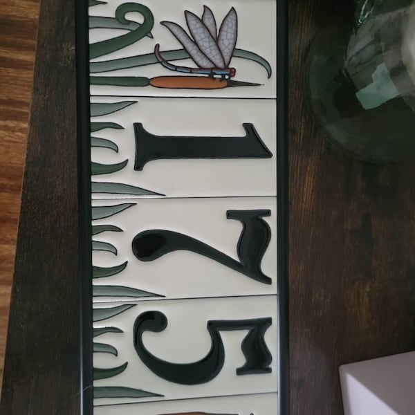 Dragonfly House Numbers Set - Address Ceramic Tiles Framed Set - Etsy