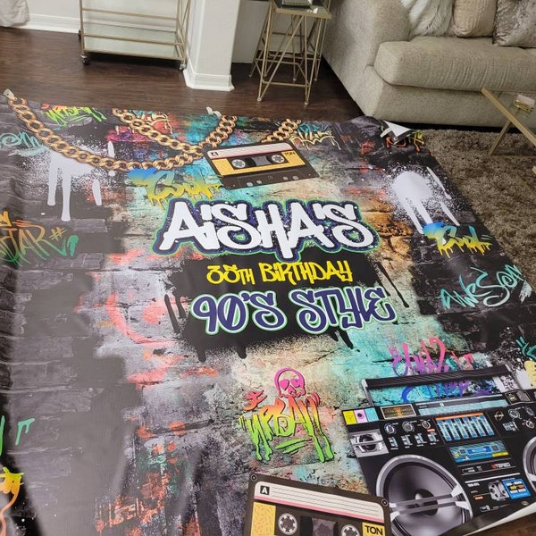 80's 90's Graffiti Party Backdrop, 90s Retro Backdrop, Retro Backdrop ...
