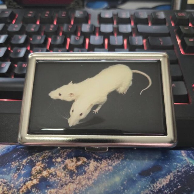 Two Headed Rat Cigarette Case Zigarettenetui Wallet Vintage Metal