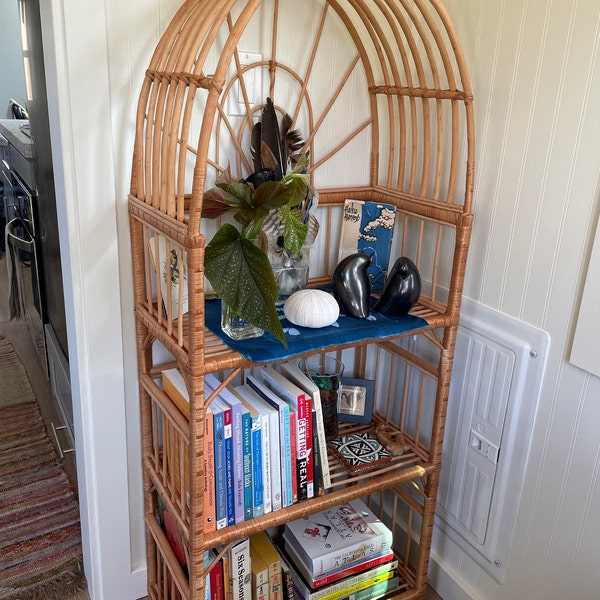 Handmade Wicker Bookshelf, Boho Rattan Shelf, Plant Stand - Etsy