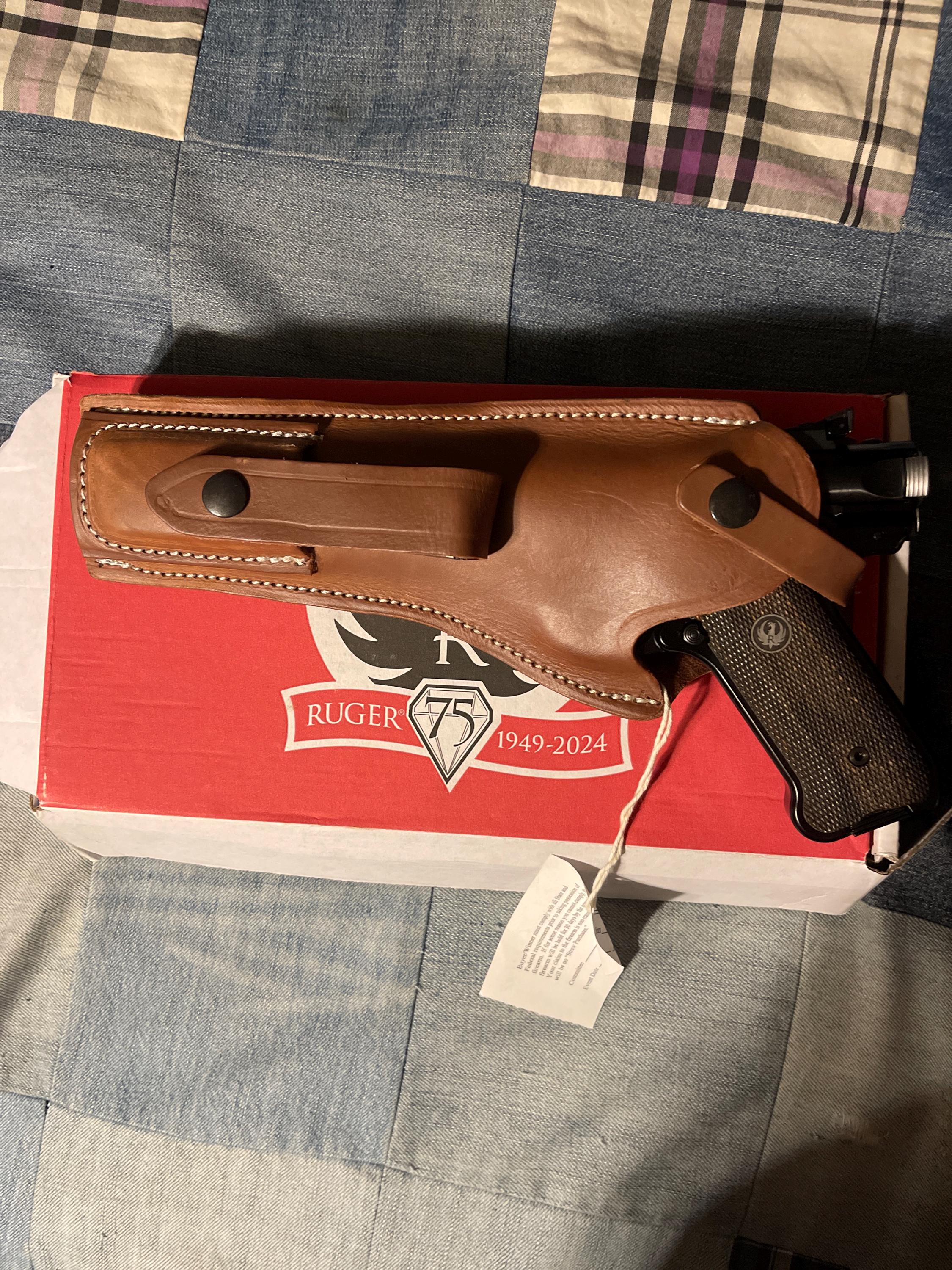 Ruger Mark I II III IV Tanned Leather Holster w Magazine Pouch Mk & Standard 4.75, 5.5, 6, 6.88 Barrels